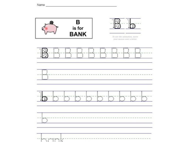 B is for Bank Worksheet