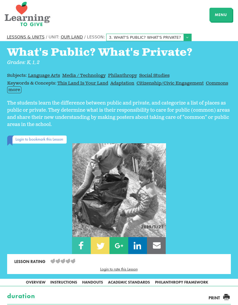 What's Public? What's Private? Lesson Plan