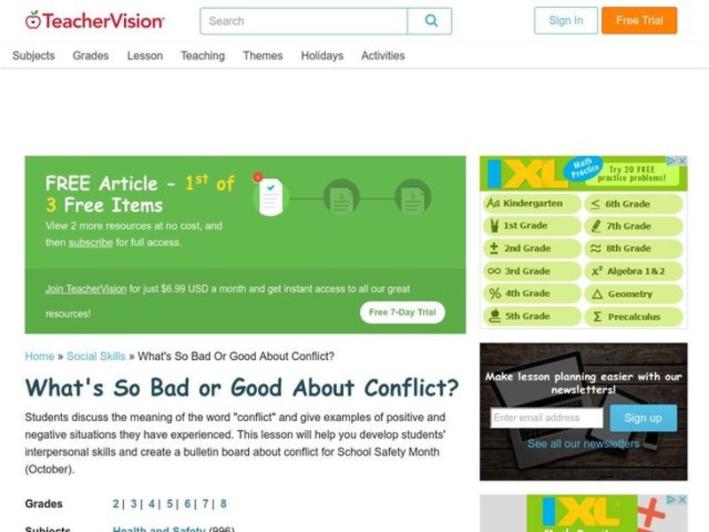 What's So Bad or Good About Conflict? Lesson Plan