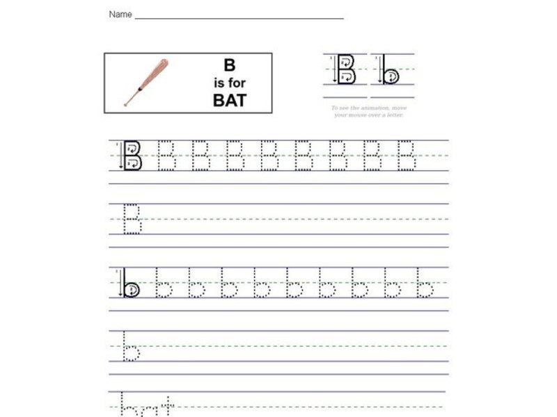 B is for Bat: The Letter B Worksheet
