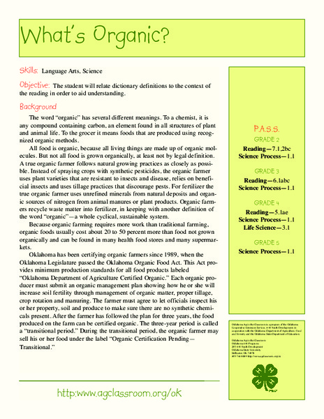 What's Organic?  Lesson Plan