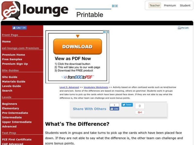 What's the Difference? Worksheet