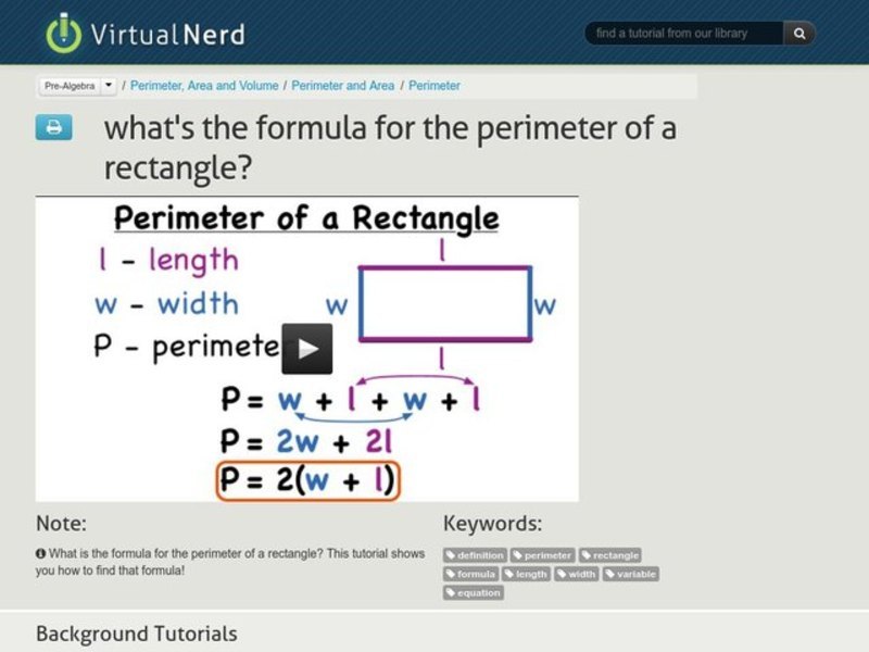 What's the Formula for the Perimeter of a Rectangle? Instructional Video
