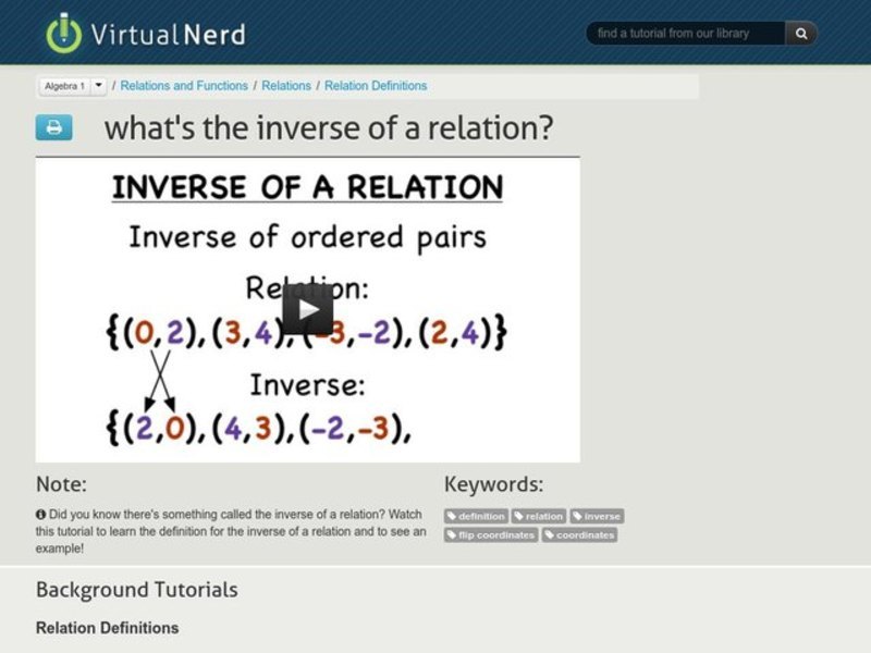 What's the Inverse of a Relation? Instructional Video