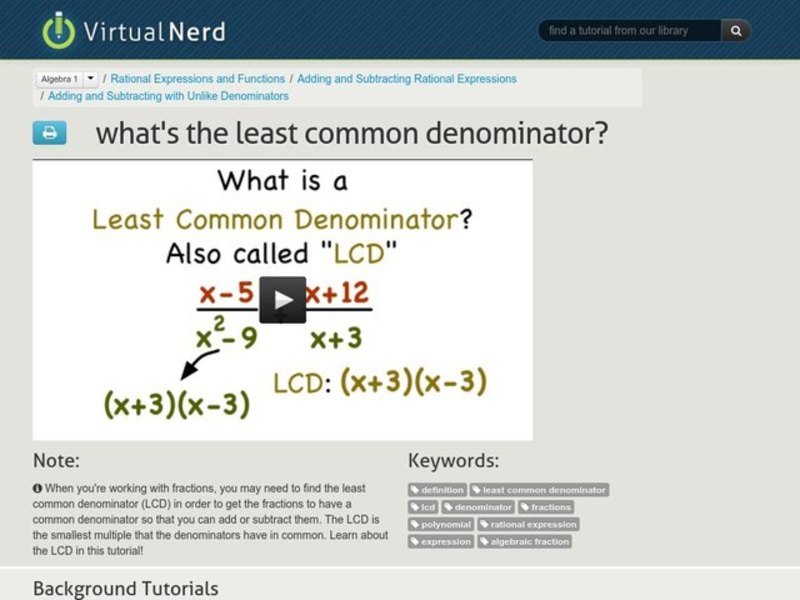 What's the Least Common Denominator? Instructional Video