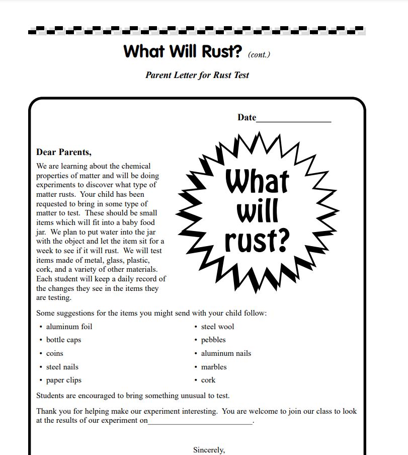 What Will Rust? Lesson Plan