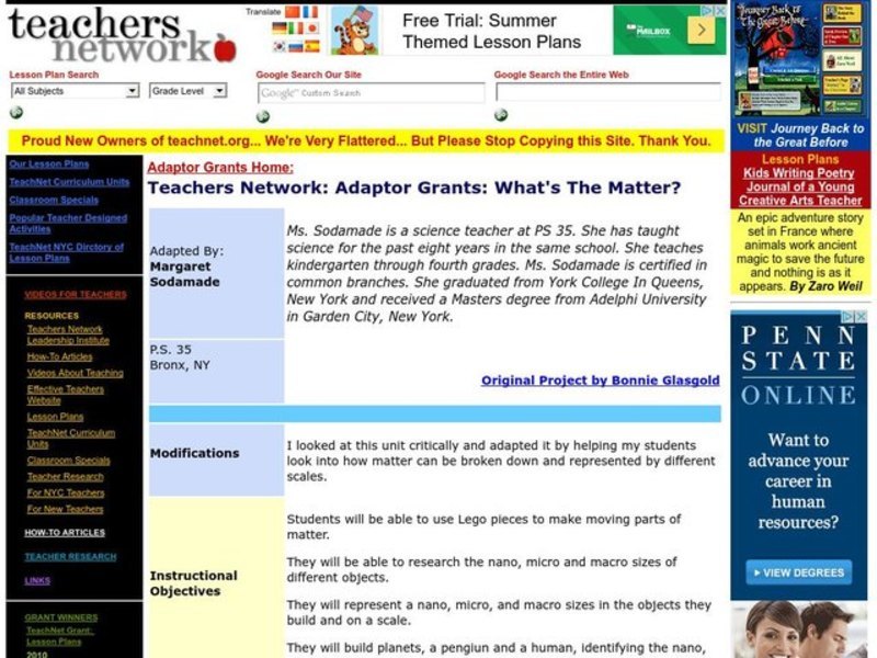 What's The Matter Lesson Plan