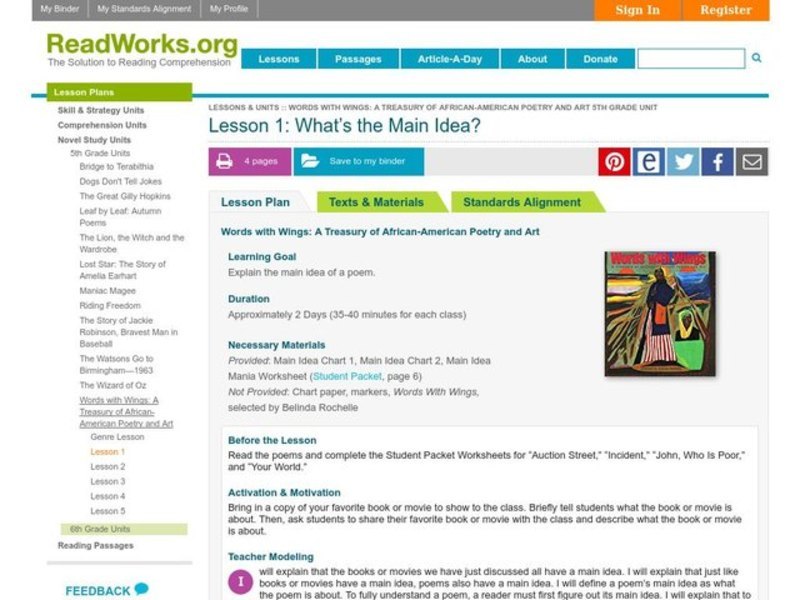 What's the Main Idea? Lesson Plan