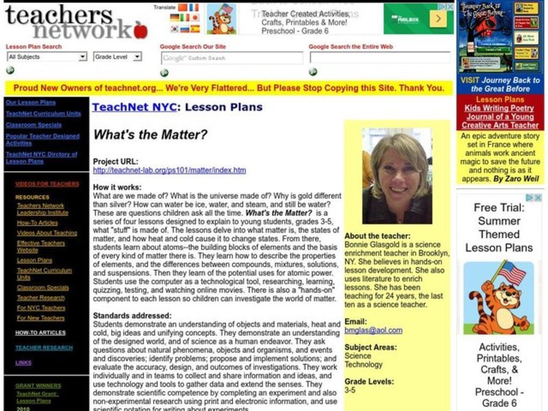 What's the Matter? Lesson Plan