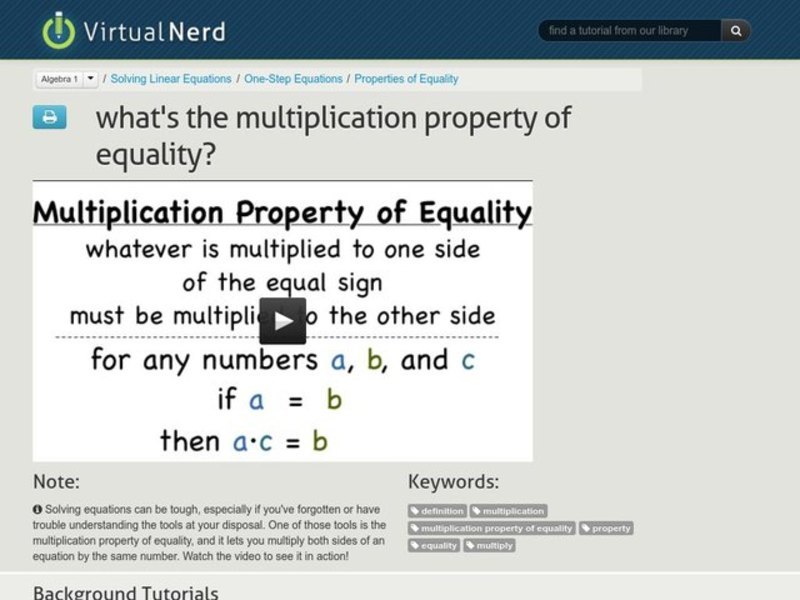 What's the Multiplication Property of Equality? Instructional Video