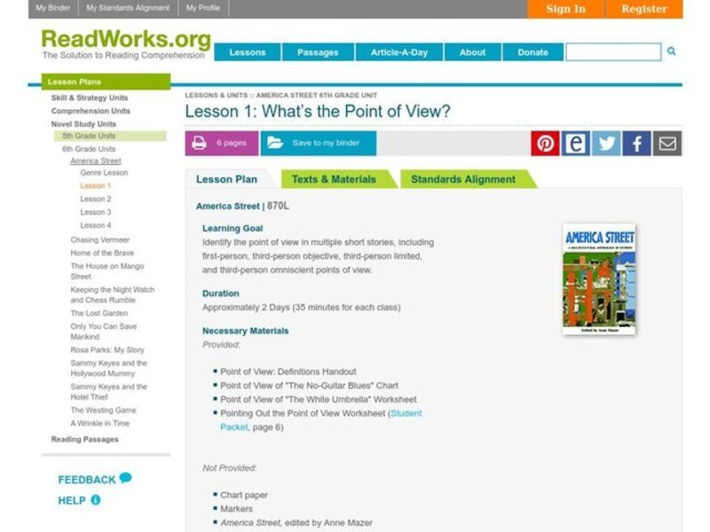 What's the Point of View? Lesson Plan