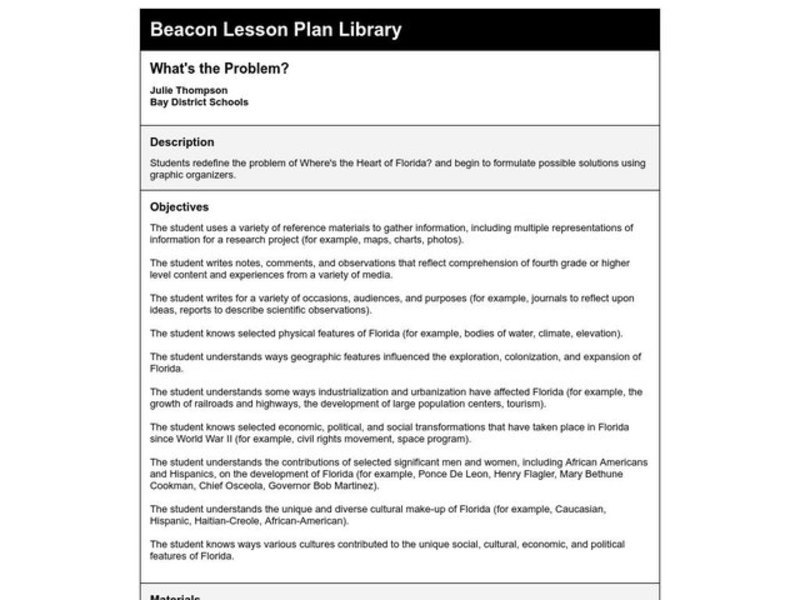 What's the Problem? Lesson Plan