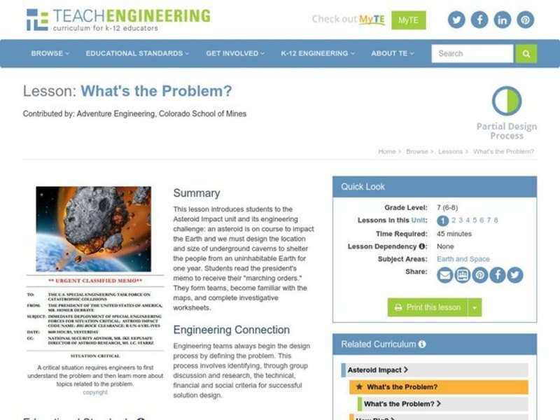 Incoming Asteroid! What's the Problem? Activity