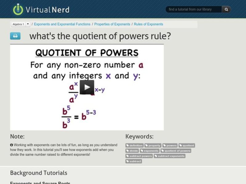 What's the Quotient of Powers Rule? Instructional Video