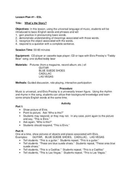 What's the Story? Lesson Plan