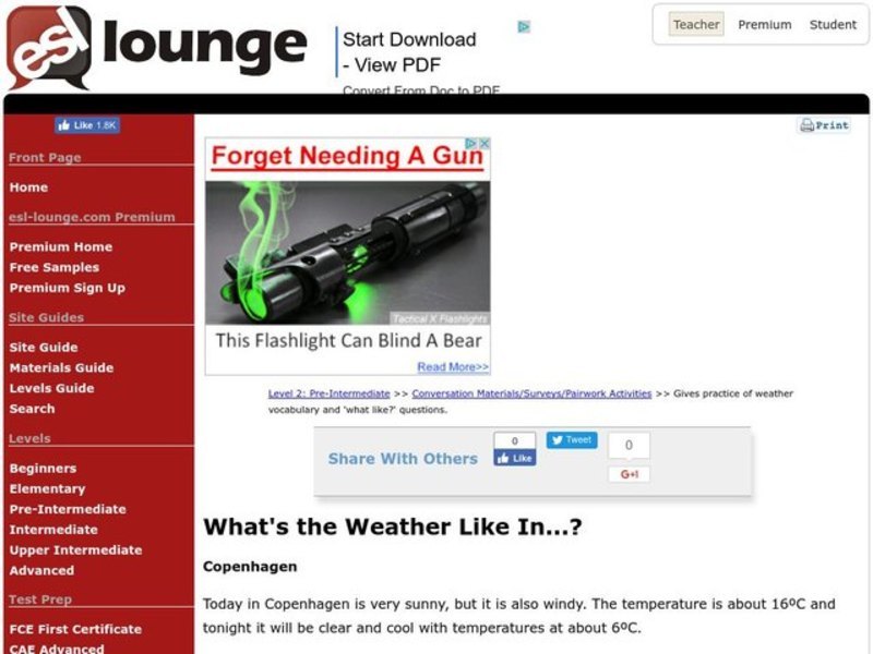 What's the Weather Like in.....?? Worksheet