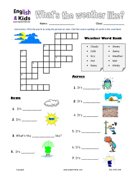 What's the weather like? Worksheet