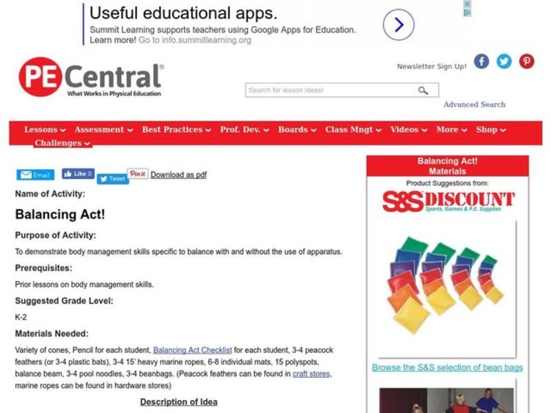 Balancing Act Lesson Plan