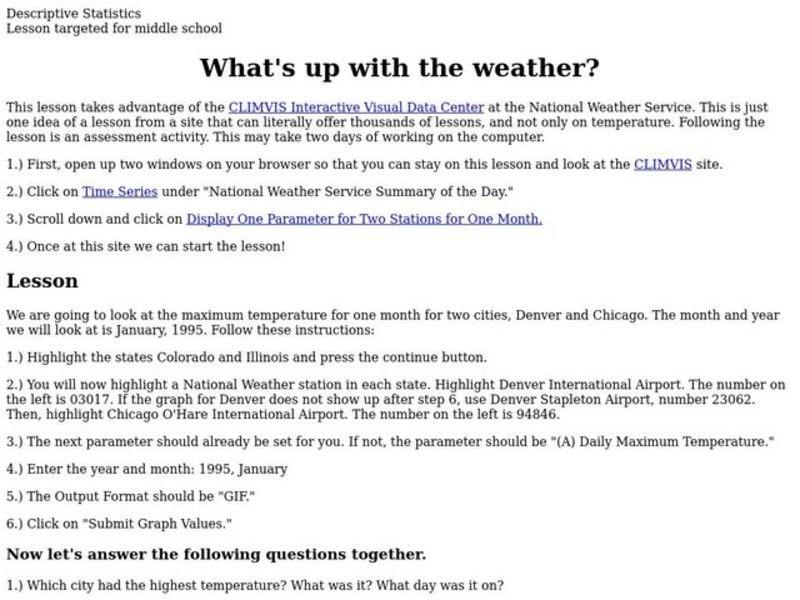 What's up with the weather? Lesson Plan