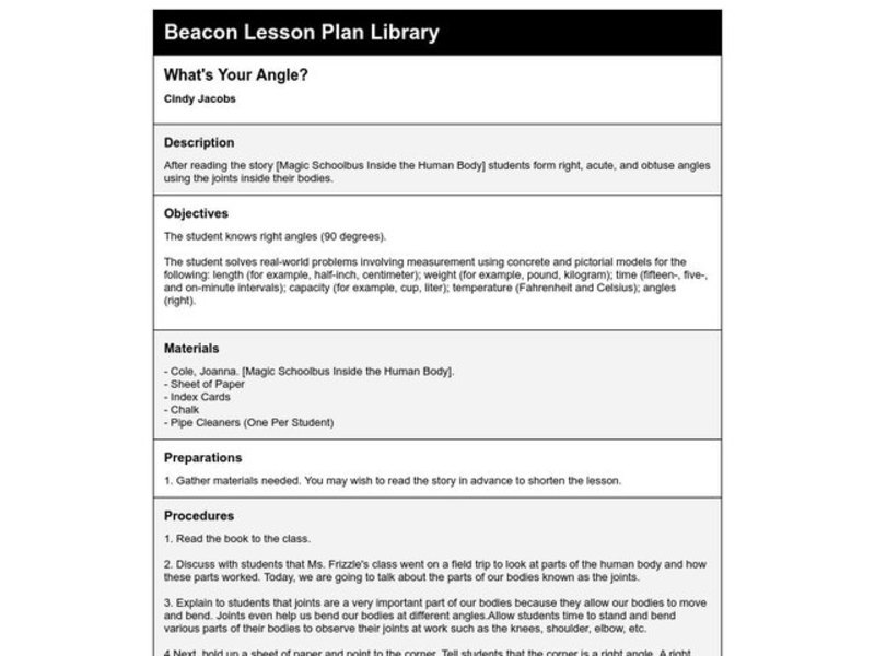 What's Your Angle? Lesson Plan