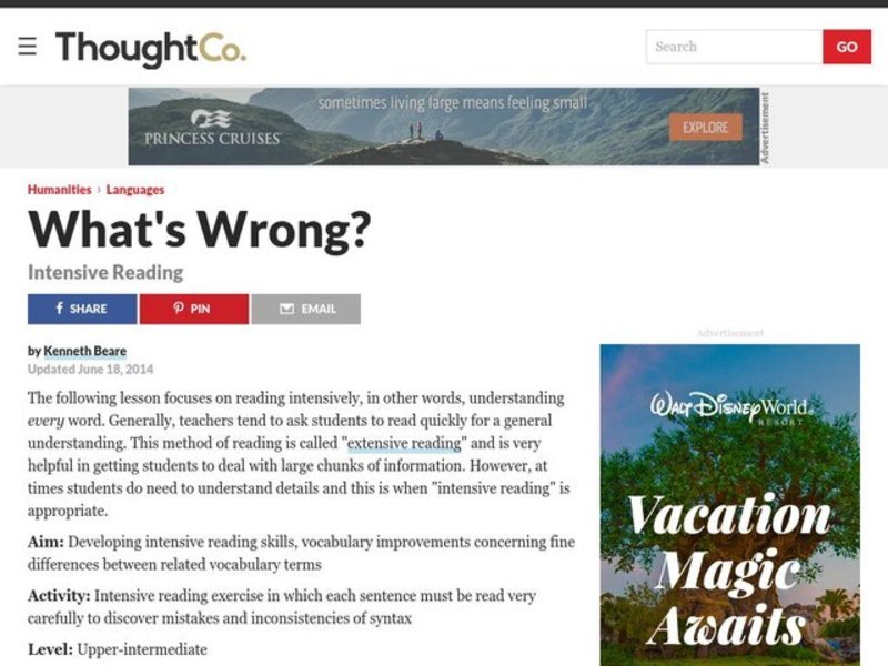 What's Wrong - Intensive Reading Lesson Plan