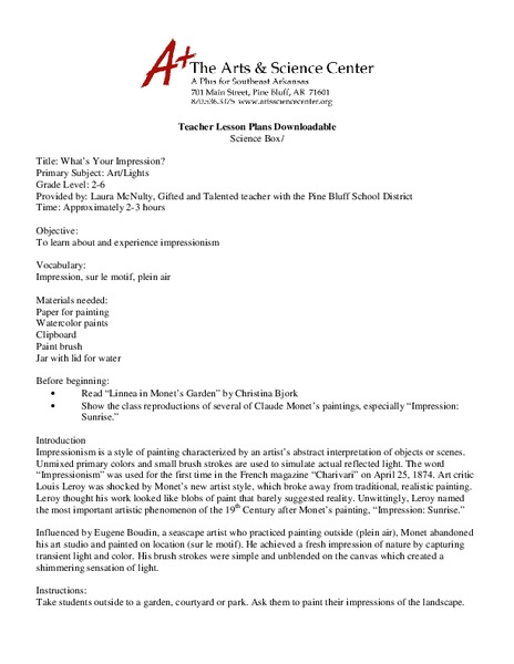 What's Your Impression? Lesson Plan