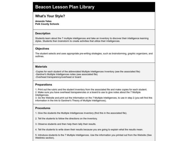 What's Your Style? Lesson Plan