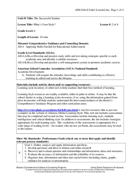 What's Your Style? Lesson Plan