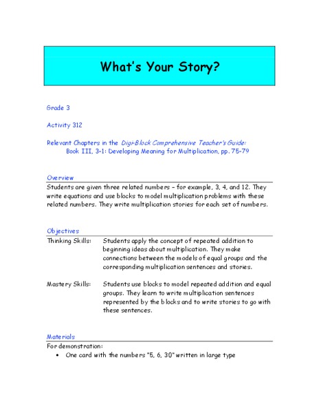 What's Your Story? Lesson Plan