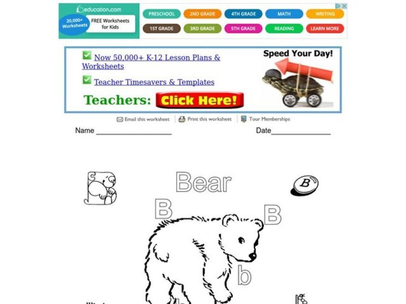 B Is For Bear Worksheet