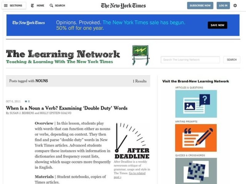 When Is a Noun a Verb? Examining Double Duty Words Lesson Plan