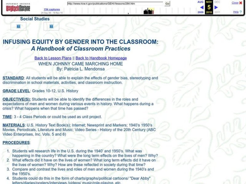 When Johnny Came Marching Home Lesson Plan