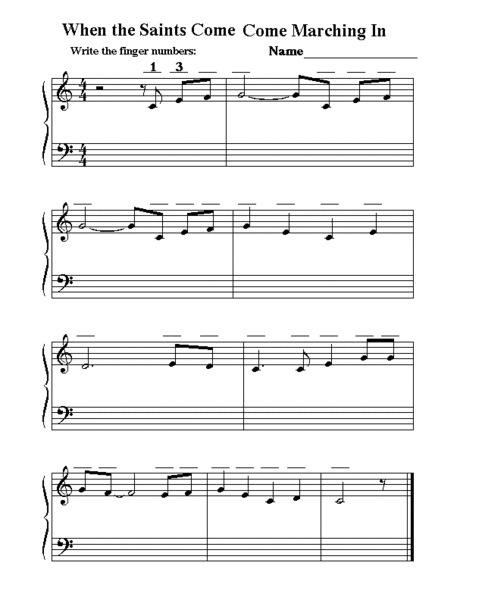 When the Saints Come Marching In Worksheet