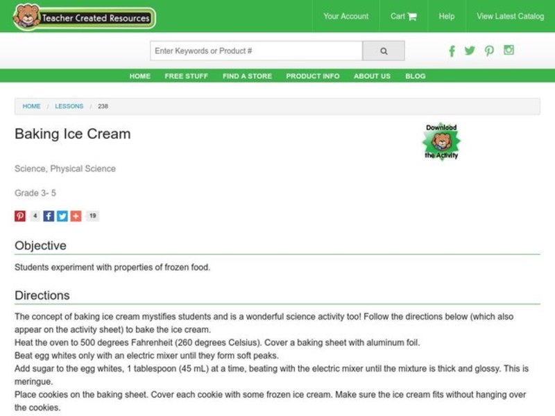 Baking Ice Cream Lesson Plan