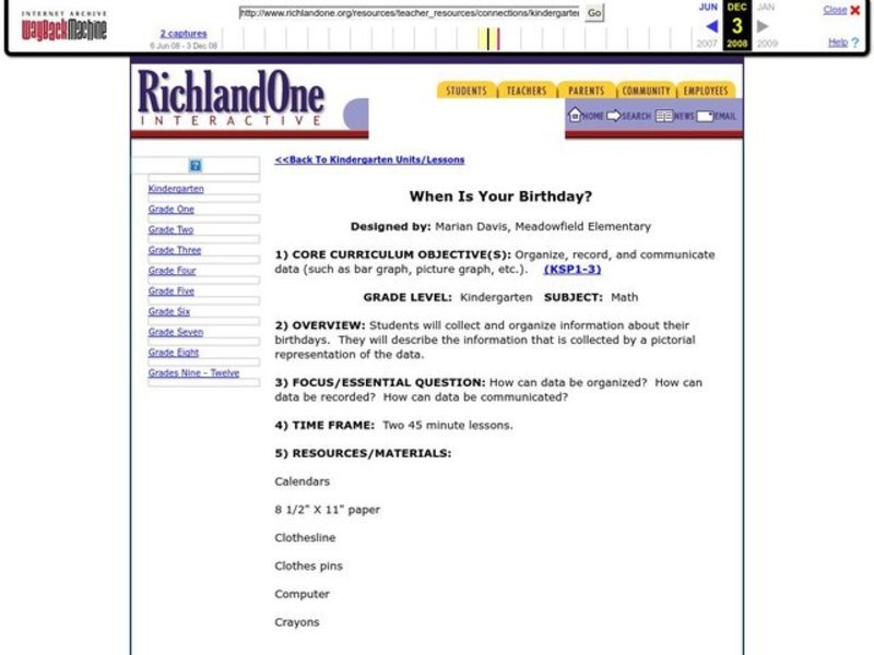 When is Your Birthday? Lesson Plan