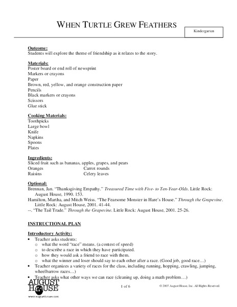 When Turtle Grew Feathers Lesson Plan