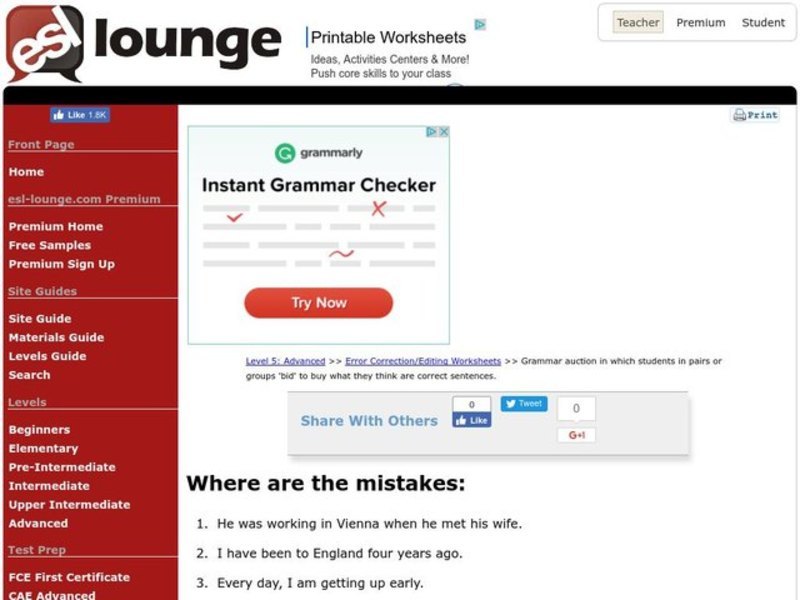 Where Are the Mistakes? Worksheet