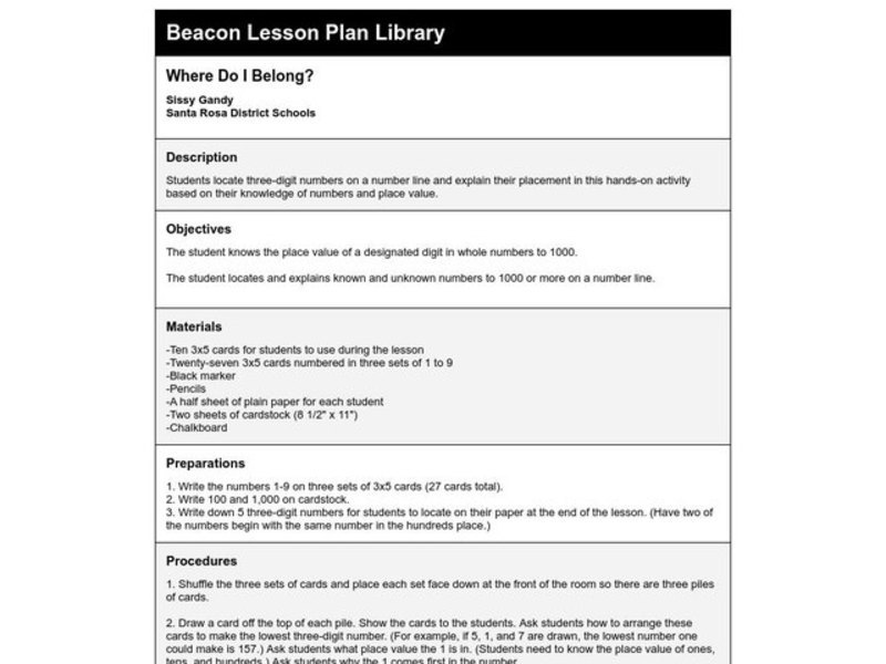 Where Do I Belong? Lesson Plan