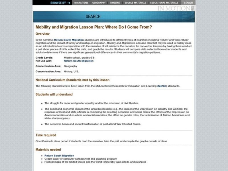 WHERE DO I COME FROM? Lesson Plan