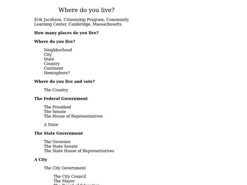 Where Do You Live? Lesson Plan