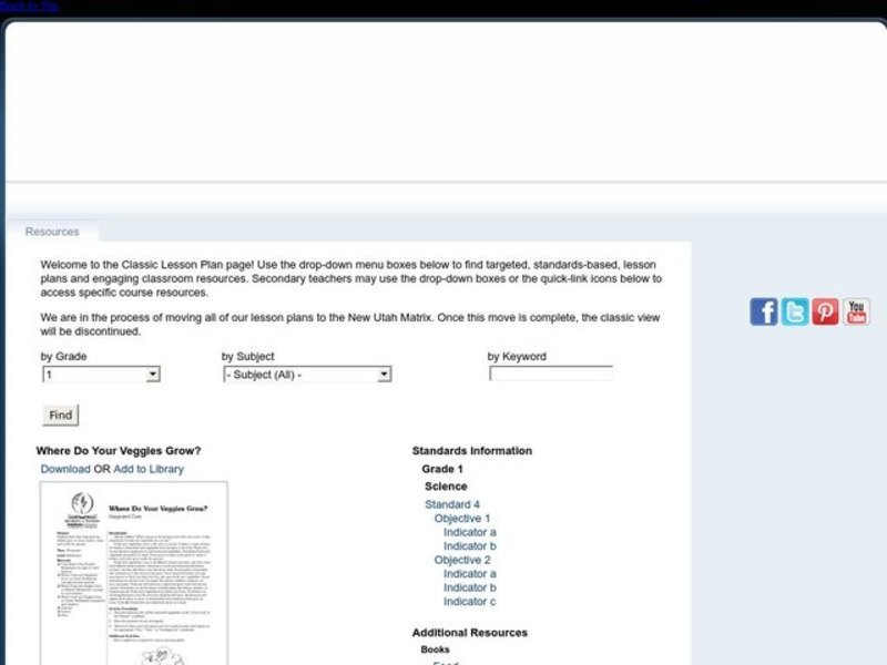 Where Do Your Veggies Grow? Lesson Plan