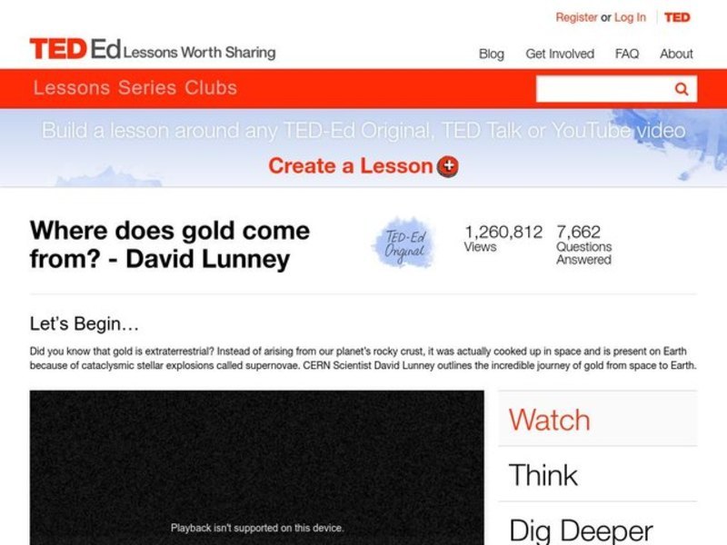 Where Does Gold Come From? Instructional Video