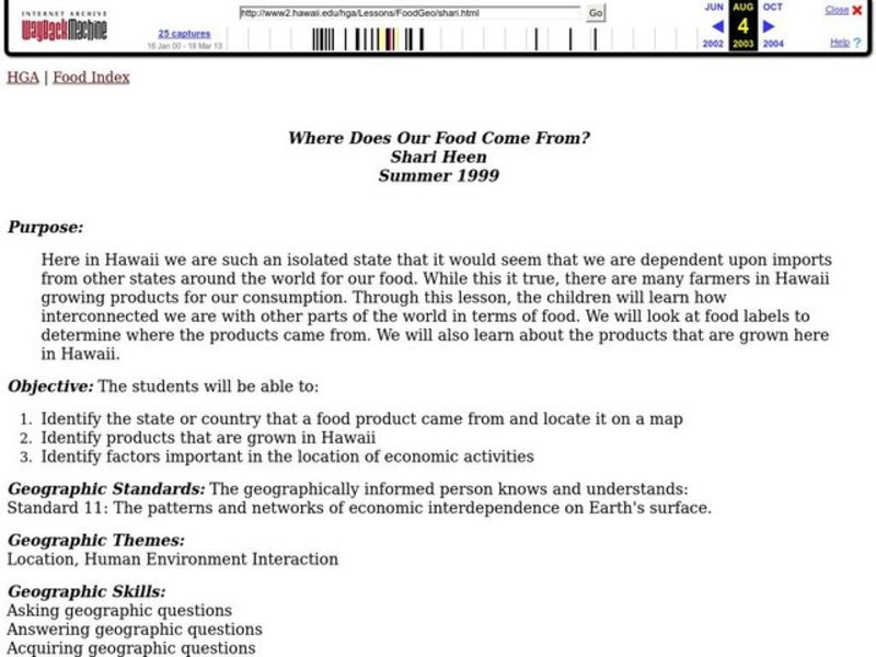 Where Does Our Food Come From? Lesson Plan