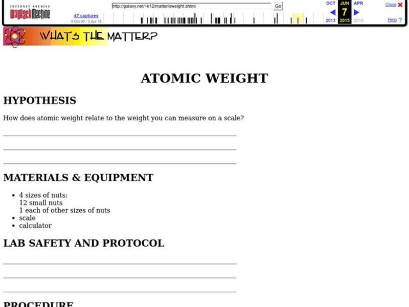 Atomic Weight Worksheet