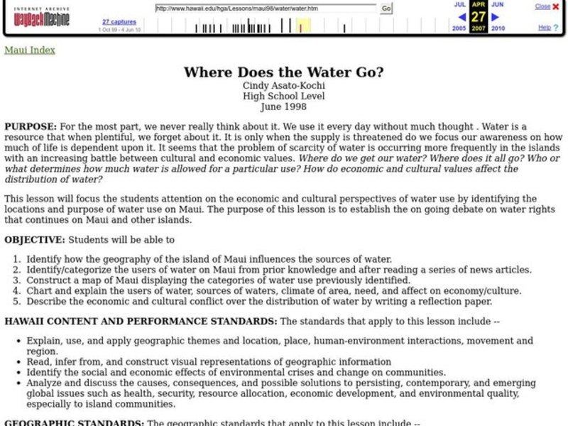 Where Does the Water Go? Lesson Plan