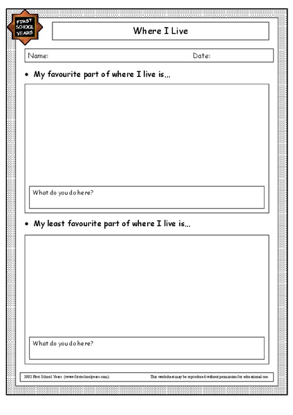 Where I Live Worksheet
