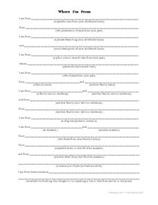 Where I'm From Worksheet