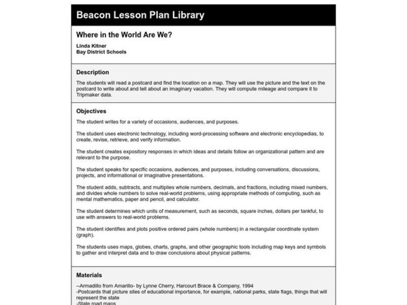 Where In the World Are We? Lesson Plan