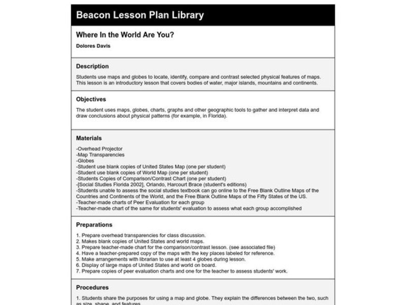 Where In the World Are You? Lesson Plan