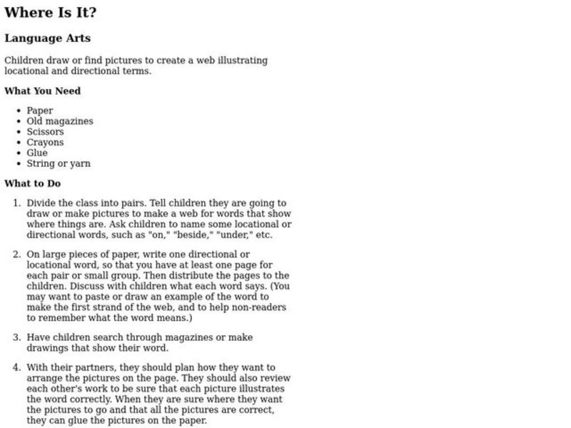 Where Is It? Lesson Plan